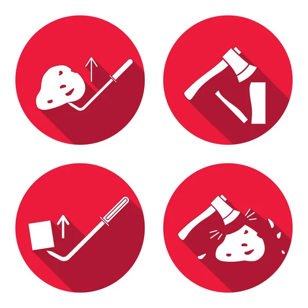 Tool Icons Set Axe Hache Pinchbar Instrument Working Unskilled Toil — Stock Vector