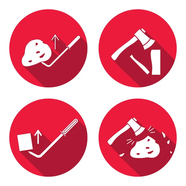 Conjunto Iconos Herramienta Hacha Hache Instrumento Pinchbar Trabajo Calificado Trabajo — Vector de stock