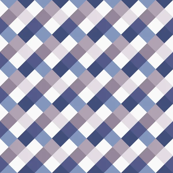 Бесшовный геометрический проверенный шаблон. Диагональный квадрат, тканый фон. Ромб, лоскутная текстура. Синий, голубой, белый. Вектор — стоковый вектор