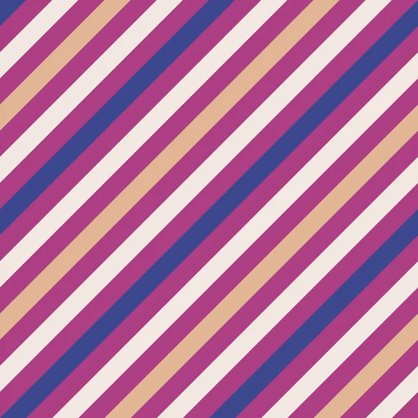 Nahtlose geometrische Muster. Stripy Textur für Krawatte. diagonaler Kontraststreifen Hintergrund. Magenta, blau, creme, hellorange. Vektor — Stockvektor