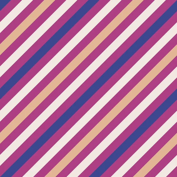 Patrón geométrico sin costuras. Textura a rayas para corbata. Fondo de tira de contraste diagonal. Magenta, azul, crema, colores naranja claro. Vector — Archivo Imágenes Vectoriales