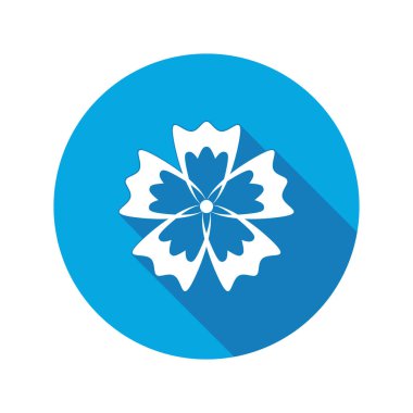 Peygamber Çiçeği, mavi haşhaş, kantaron, knapweed çiçek simgeler. Bahar çiçek, şifalı otlar sembolü. Yuvarlak daire uzun gölge ile düz simgesi. Vektör