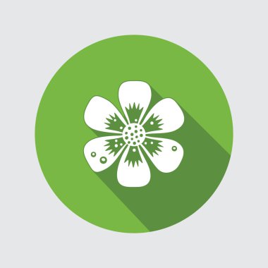 Çuha çiçeği çiçek simgeler. Bahar çiçekleri. Çiçek sembolü. Uzun gölge ile yuvarlak düz simgesi. Mutfağında kullanılan. İzole vektör.