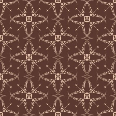 Din seamless modeli. Defne çelengi, dantel görünüm doku ile çapraz. Tören, cenaze arka plan. Stilize süs girdap. Kahverengi, kahverengi kontrast renkli. Vektör