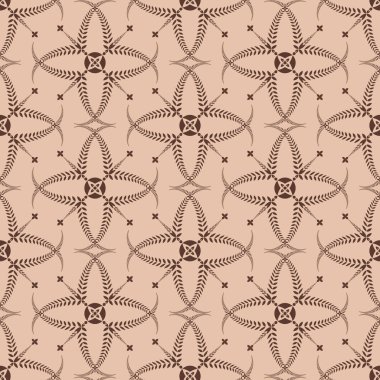 Din seamless modeli. Defne çelengi, dantel görünüm doku ile çapraz. Tören, cenaze arka plan. Stilize süs girdap. Kahverengi, kahverengi kontrast renkli. Vektör