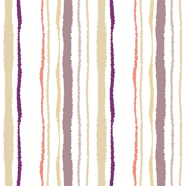 Varrat nélküli szalag minta. Függőleges vonalak a szakadt papír hatása. Foszlány edge textúra. Szürke, narancs, lila, fehér színű háttérrel. Vektor — Stock Vector