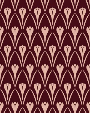 Sorunsuz çiçek desenli. Çiğdem antika arka plan. Çiçek doku. Kahverengi pembe kontrast renkli. Vektör