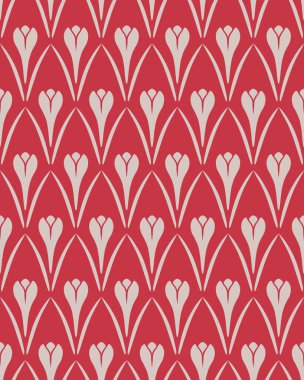 Sorunsuz çiçek desenli. Çiğdem antika arka plan. Çiçek doku. Kırmızı gri kontrast renkli. Vektör