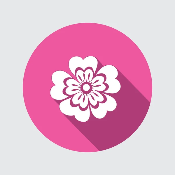 Primula flower pictogrammen. Lente bloemen. Floral symbool. Ronde cirkel platte pictogram met lange schaduw. Kan worden gebruikt in de keuken. Vector geïsoleerd. — Stockvector