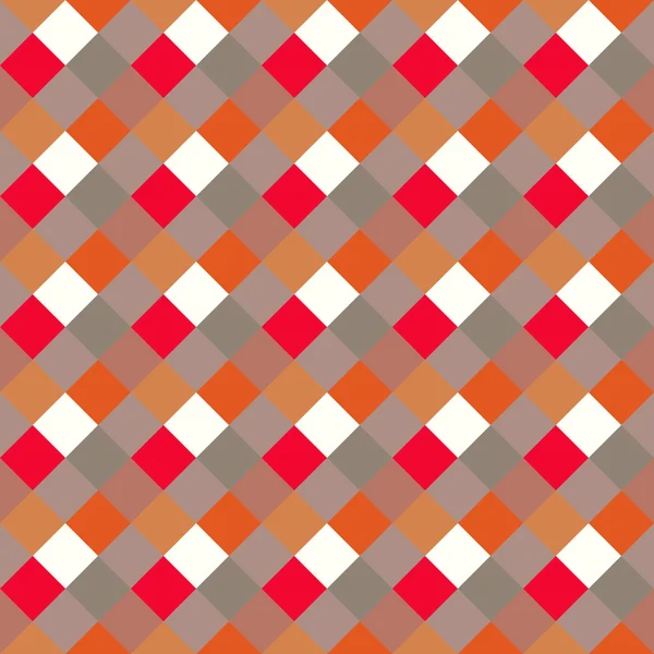 Nahtlose geometrische Karomuster. diagonal quadratisch, geflochten, gewebter Linienhintergrund. Patchwork, Raute, gestaffelte Struktur. rot, weiß, grau, orange, warm, weich. Vektor — Stockvektor