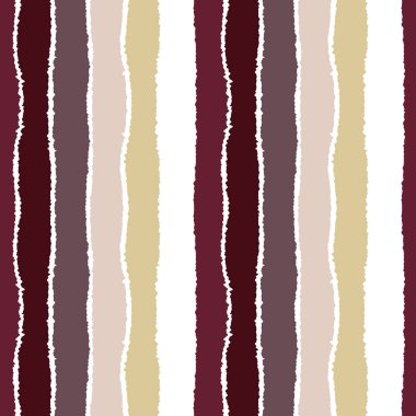 Sorunsuz şerit deseni. Dikey çizgiler yırtık kağıt etkisi ile. Kenar arka plan bile olmamalı. Işık, karanlık, kontrast, kahverengi, bej, beyaz renkli. Kış Tema. Vektör