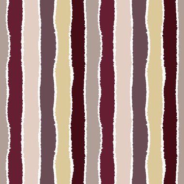 Sorunsuz şerit deseni. Dikey çizgiler yırtık kağıt etkisi ile. Kenar arka plan bile olmamalı. Işık, karanlık, kontrast, kahverengi, bej, beyaz renkli. Kış Tema. Vektör
