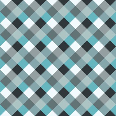 Seamless geometrik kontrol modeli. Çapraz kare dokuma satır arkaplanı. Rhombus, patchwork doku. Mavi, gri, su soğuk yumuşak renkli. Vektör