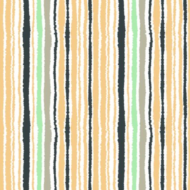 Sorunsuz şerit deseni. Dikey çizgiler yırtık kağıt etkisi ile. Kenar doku bile olmamalı. Arka plan beyaz, gri, sarı, zeytin kış renkli. Vektör