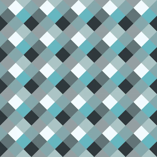 Бесшовный геометрический проверенный шаблон. Диагональный квадрат, тканый фон. Ромб, лоскутная текстура. Синий, голубой, холодный мягкий цвет. Вектор — стоковый вектор