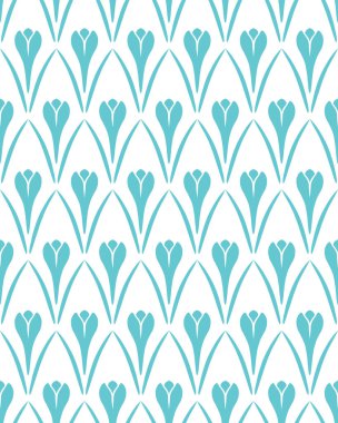 Sorunsuz çiçek desenli. Çiğdem antika arka plan. Çiçek doku. Turkuaz, beyaz kontrast renkli. Vektör