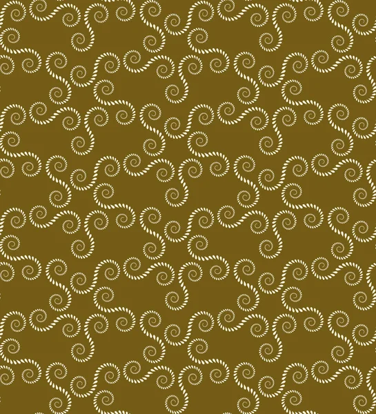 Nahtloses Spitzenmuster. Vintage abstrakte Textur. Spirale, wirbelnde Figuren aus Lorbeerblättern. olivgelber, kontrastfarbener Hintergrund. Vektor — Stockvektor