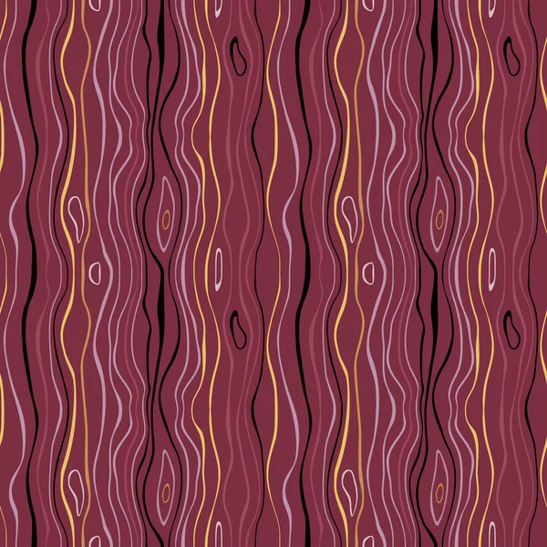 Patrón de rayas sin costuras. Líneas onduladas delgadas verticales. Textura tema invierno. Color rojo oscuro, lila, fondo gris. Vector — Vector de stock