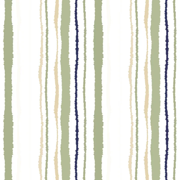 Naadloze strip patroon. Verticale lijnen met gescheurd papier effect. Het patroon van de rand van het stukje. Grijs, groen, olijf wit gekleurde achtergrond. Vector — Stockvector