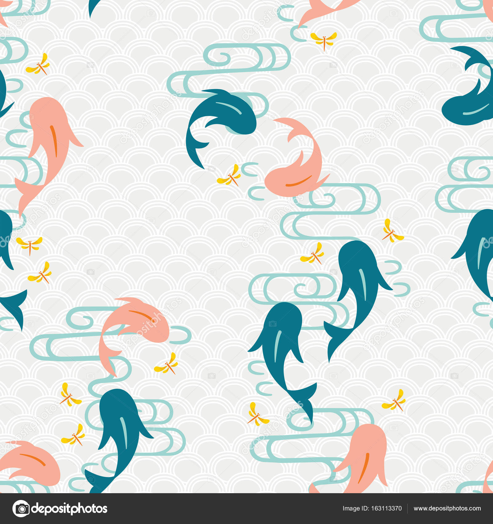 A Japanese Koi Fish Themed Pattern Vector By Kgopkinagmail A Japanese Koi Fish Themed Pattern Vector By Kgopkinagmail