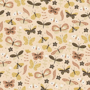 Doodle kelebek ile sorunsuz arka plan. 