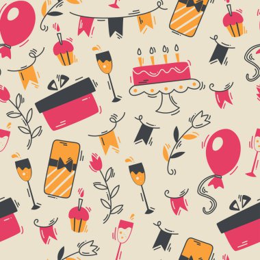 Parti elemanları ile sorunsuz arka plan. 