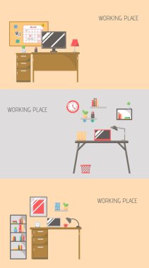 Çalışma yer düz iç kavramı. İşyeri ev Oda