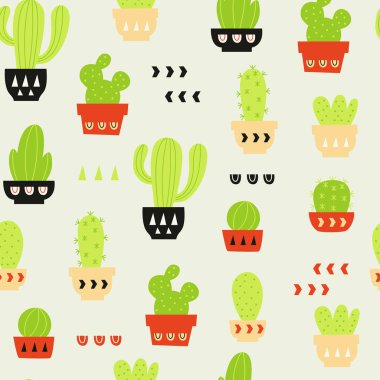 Vektör sorunsuz kaktüs desen 