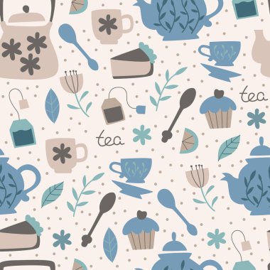 Çay elemanları ile Seamless Modeli. 