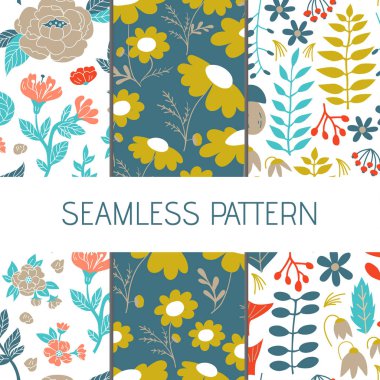 Doğal sorunsuz desenleri ile çiçek ve yaprakları