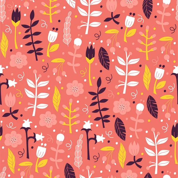 Çiçek ve yaprakları ile şirin Seamless Modeli. 