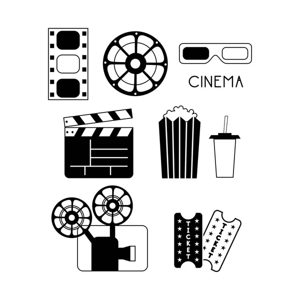 Set of Movie Elements/ Cinema Icons — Stock Vector