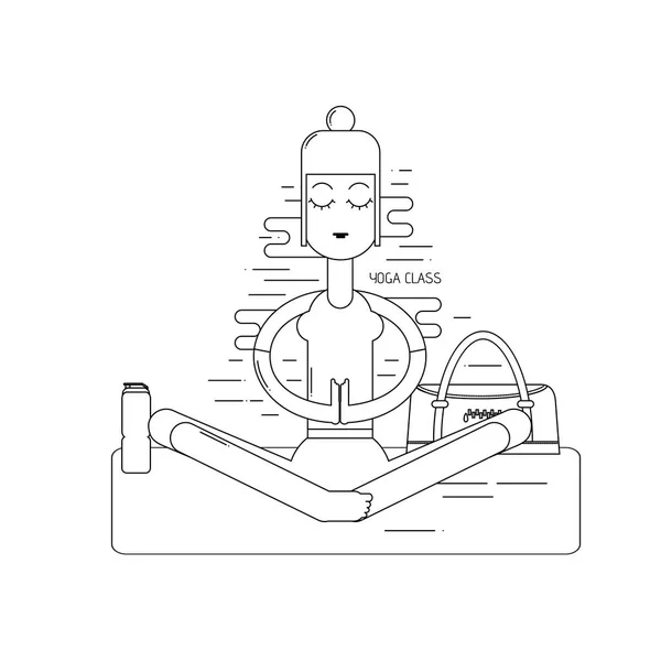 Žena cvičí jógu. Dívka v lotosu představují. Meditace žena. — Stockový vektor
