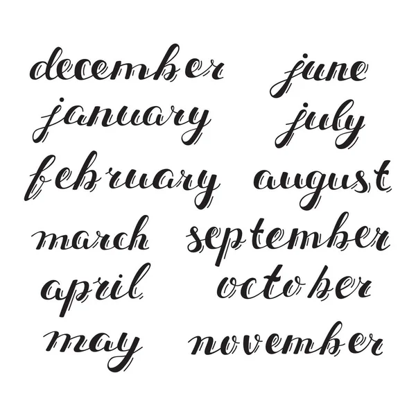 Набор календаря ручной работы. Набор месяцев года . — стоковый вектор