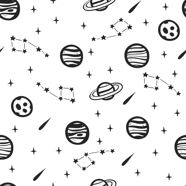 Seamless Space Pattern. Seamless Background with Space Elements — Stock Vector
