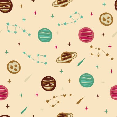 Gezegenler, yıldızlar ve vb ile Seamless uzay modeli