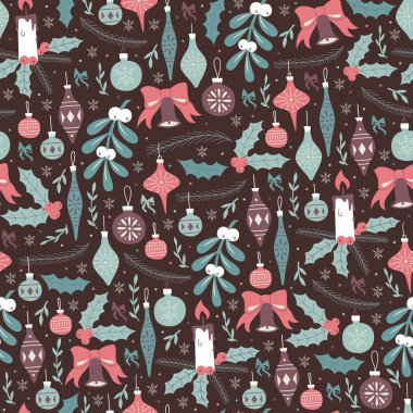 Noel Noel topları ve ökseotu ile Seamless Modeli. 