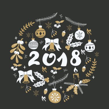 Daire 2018 mutlu yeni yıl tebrik kartı.