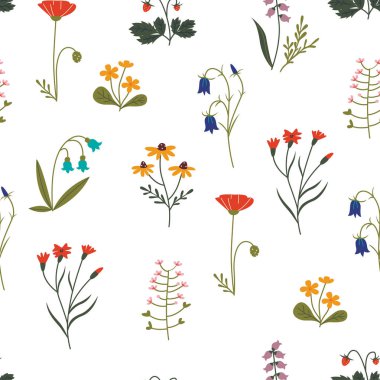 Kır çiçekleri desen. Çiçek ile şirin Seamless Modeli.