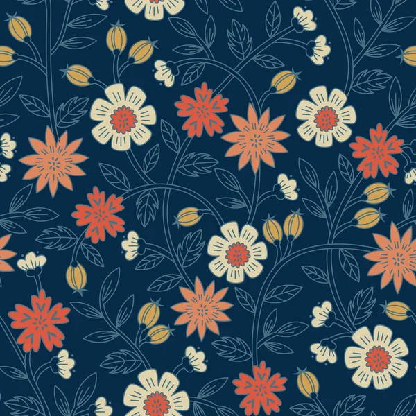 Modèle floral coloré sans couture avec des fleurs et des feuilles . — Image vectorielle