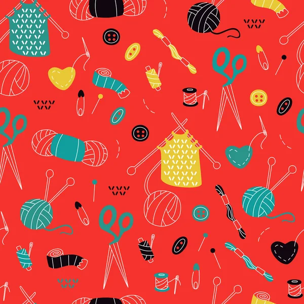 Seamless Pattern with Doodles Handmade Elements. — Stock Vector