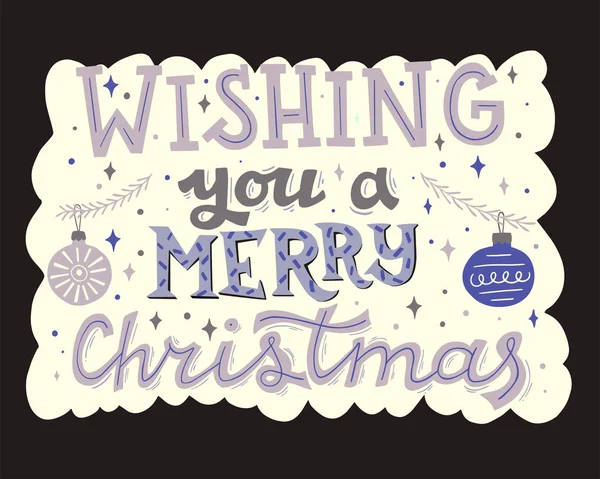 Feliz Navidad, Feliz Año Nuevo Dibujado a mano Letras Ilustración — Vector de stock
