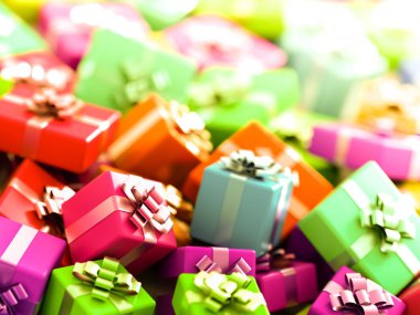 Hediye kutuları yatay 3d işleme arka plan