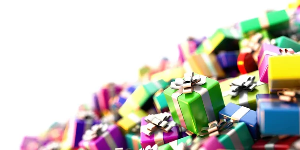 Cajas de regalo horizontal 3d renderizado fondo —  Fotos de Stock