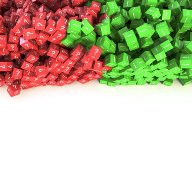 sonsuz soru ve cevaplar küpleri sembolleri, orijinal 3d renderi