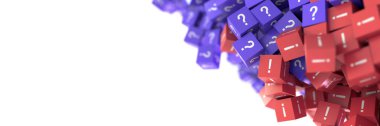 sonsuz soru ve cevaplar küpleri sembolleri, orijinal 3d renderi