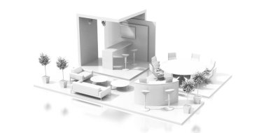 Kopya alanı ile sergi bilgi noktası