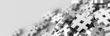 Sonsuz hashtag arka plan, 3d render, teknoloji ve dijital