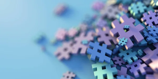 Sonsuz hashtag arka plan, 3d render, teknoloji ve dijital