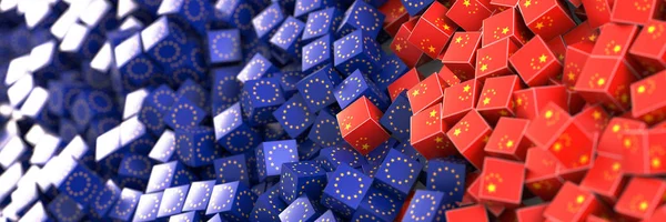Európa és Kína kapcsolata, 3D-s háttér — Stock Fotó